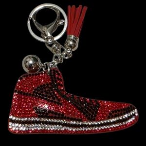 Red and Black Rhinestone Sneaker Bag Charm | Keychain